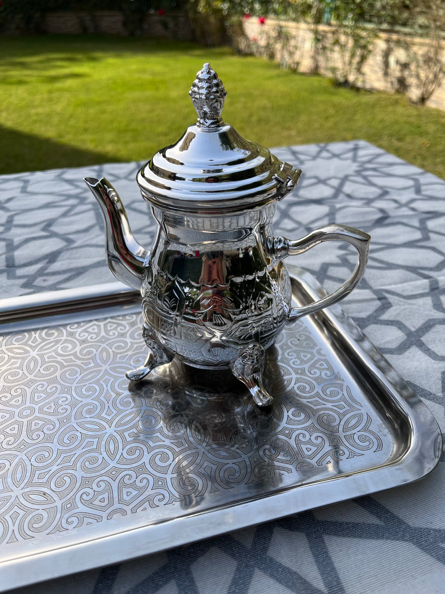 Handcrafted Silver-Plated Arabian Teapot
